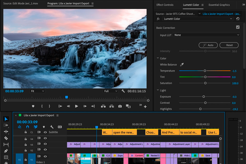 premiere pro interface