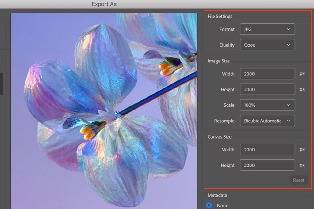 prepare file for export to save content credentials in ps for nfts