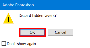 press ok to reduce photoshop file size