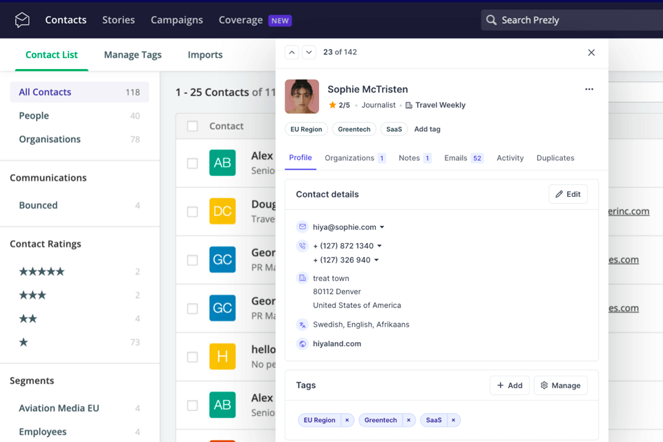 prezly online newsroom software interface