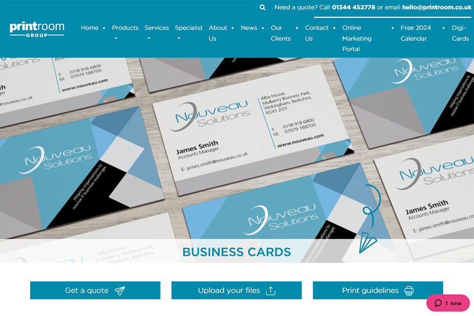 printroom co uk online business card printing service
