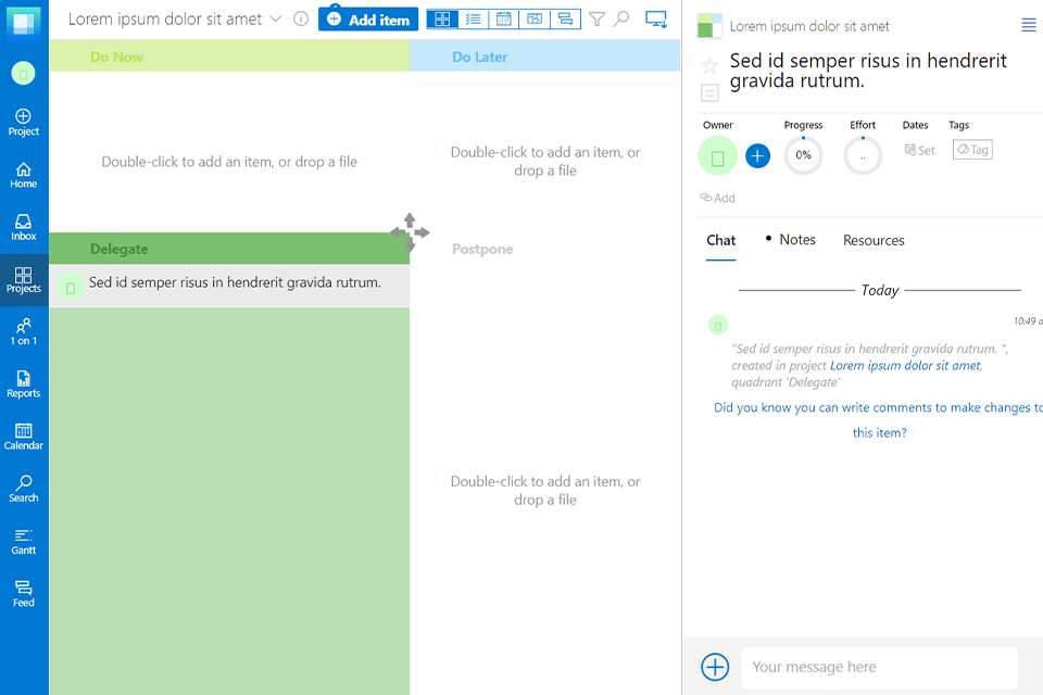 priority matrix working space