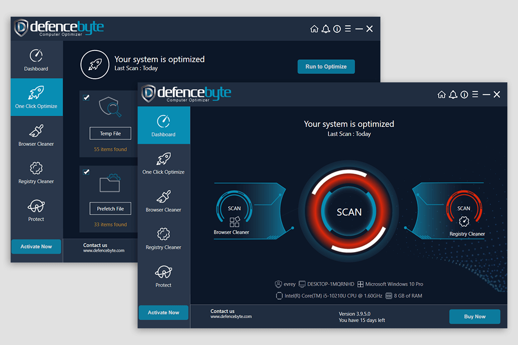 defencebyte antivirus software computer optimizer