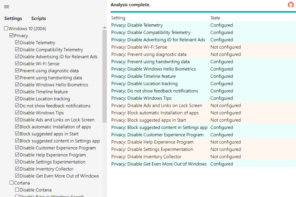 privatezilla windows 10 privacy tool interface