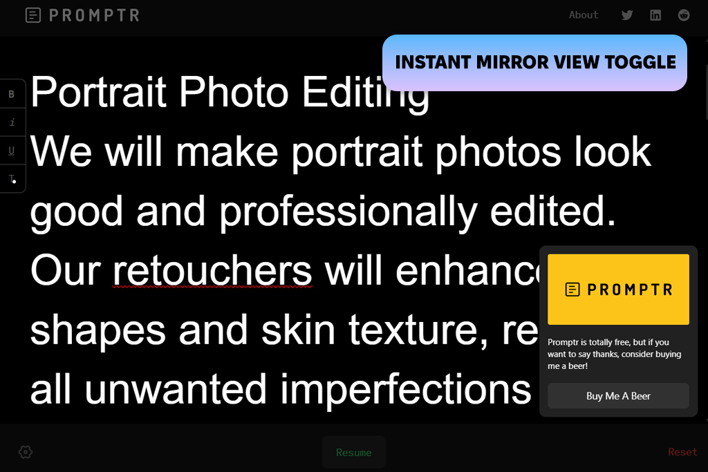 promptr free online video teleprompter