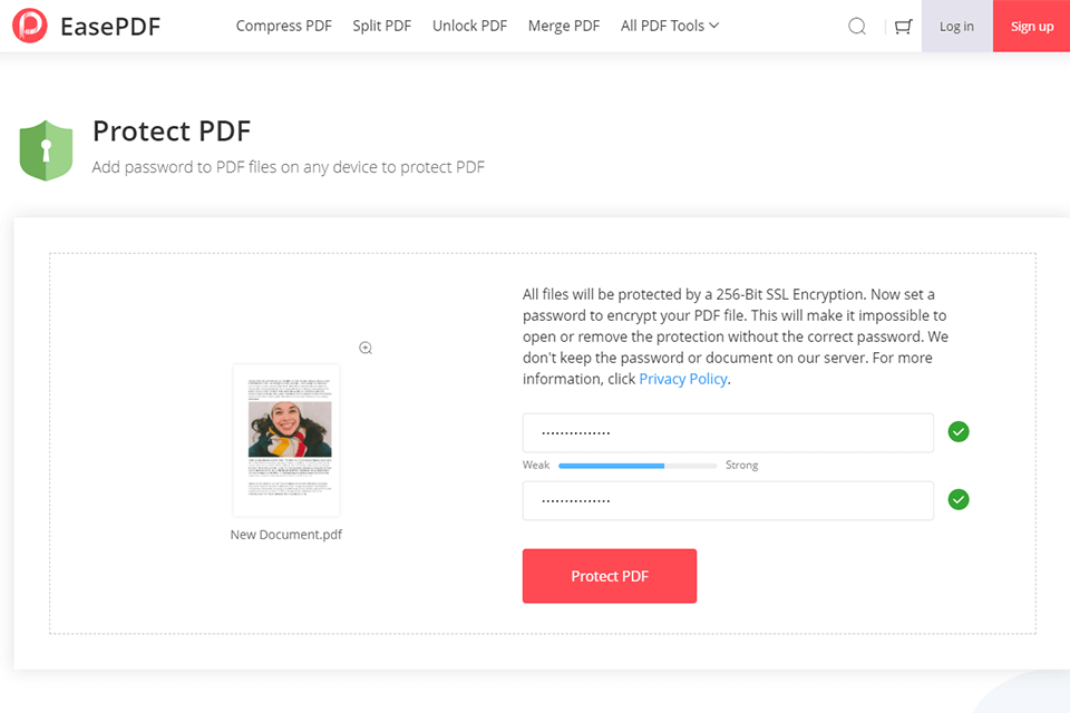 protect pdf files with easepdf online