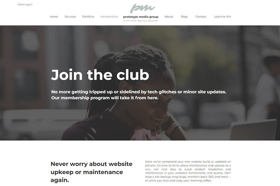 prototype website maintenance services interface