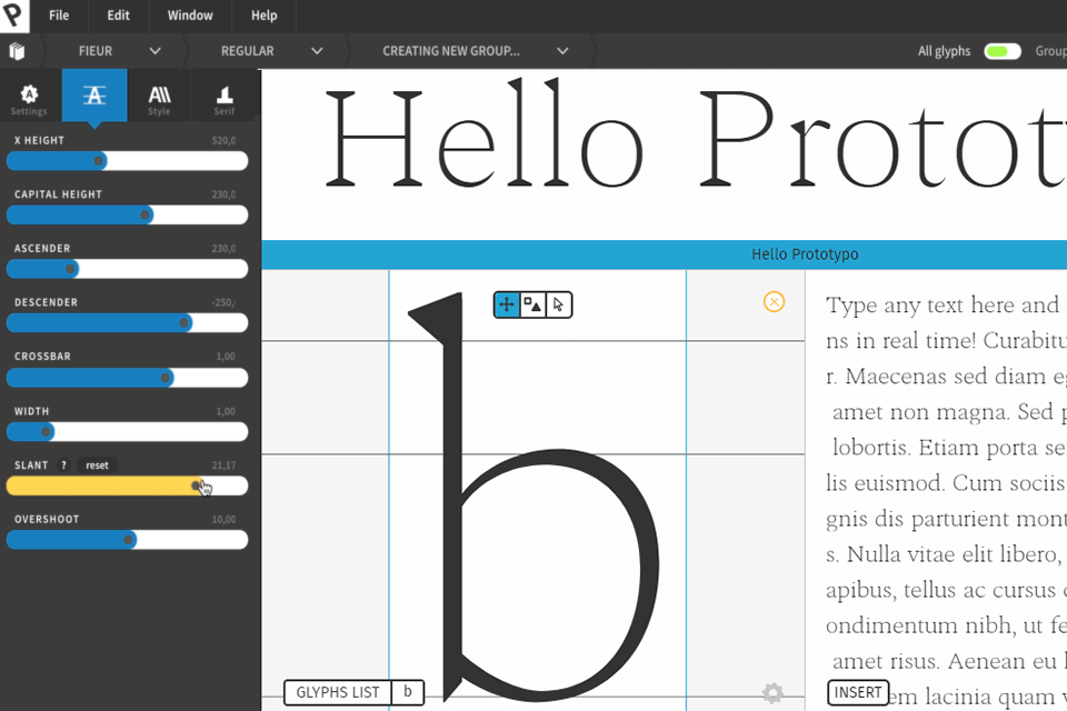 prototypo interface