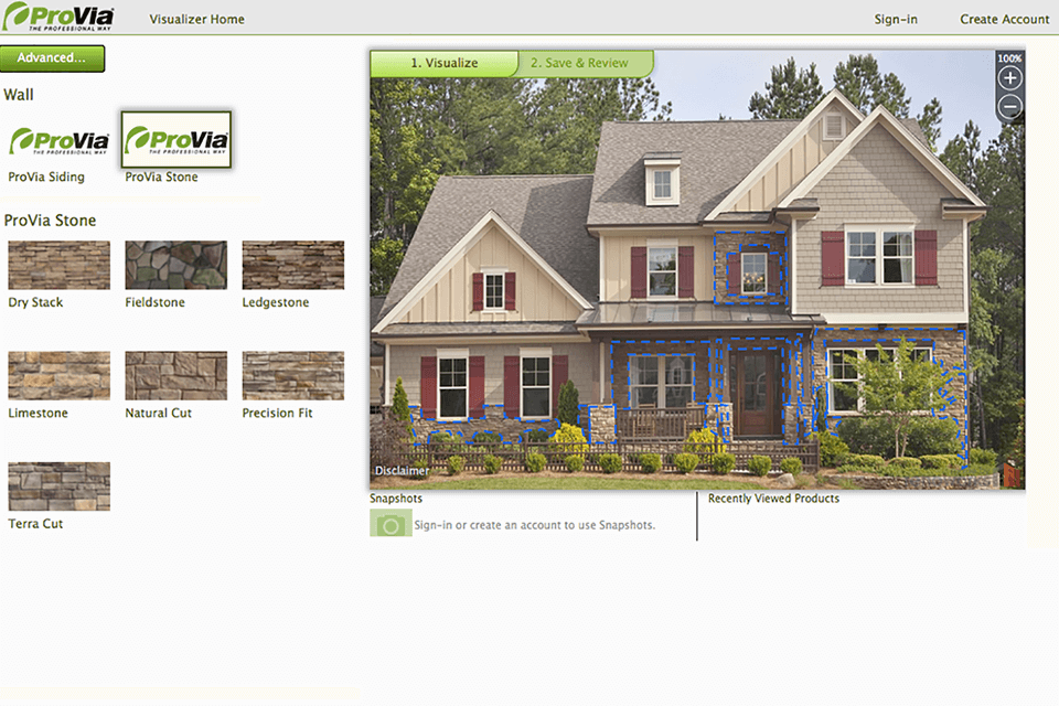 Provia Visualizer App To Design House Exterior Interface 