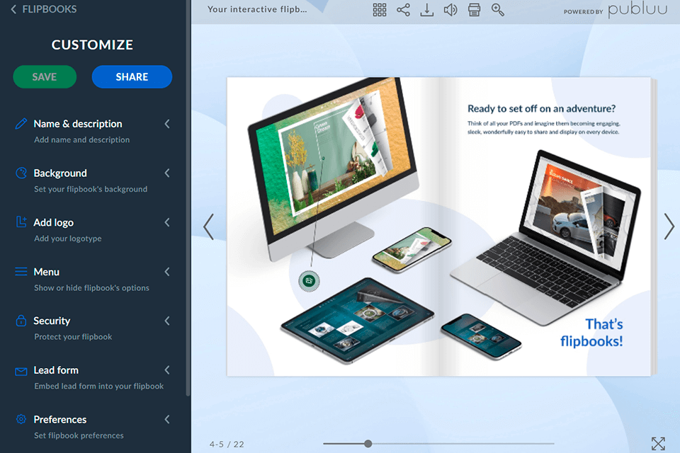 publuu flipbook software interface