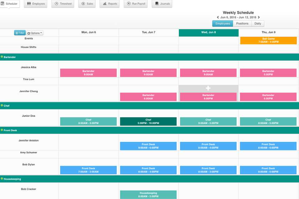 push operations restaurant schedule software interface