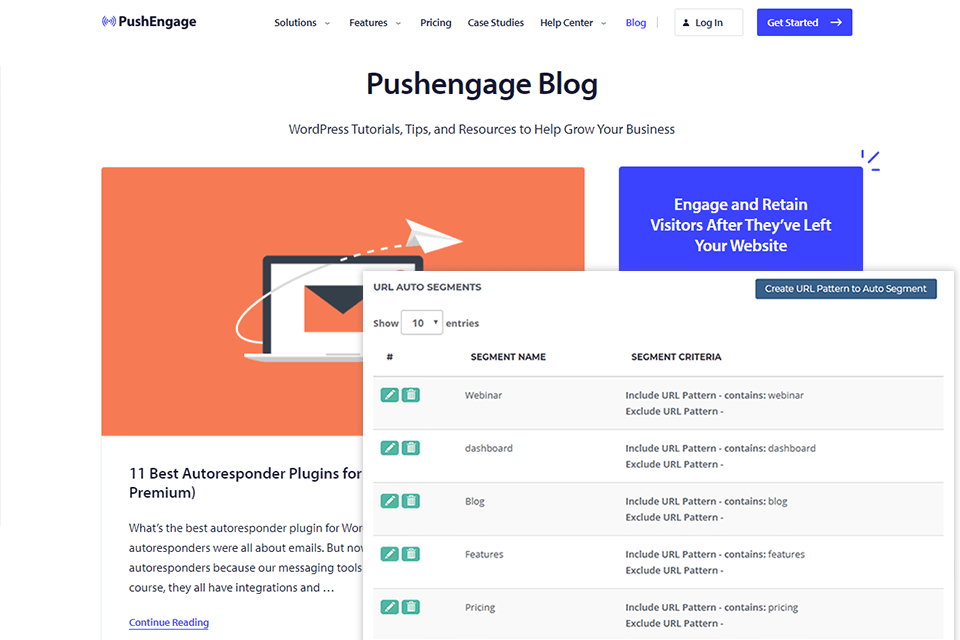 pushengage wordpress plugin for blogs interface