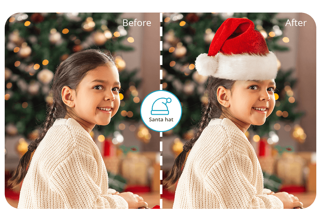 put a santa hat on photo cover