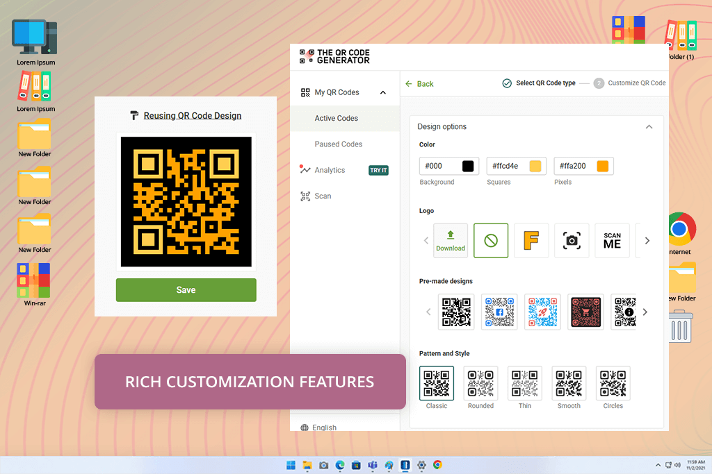 qr code generator dynamic interface