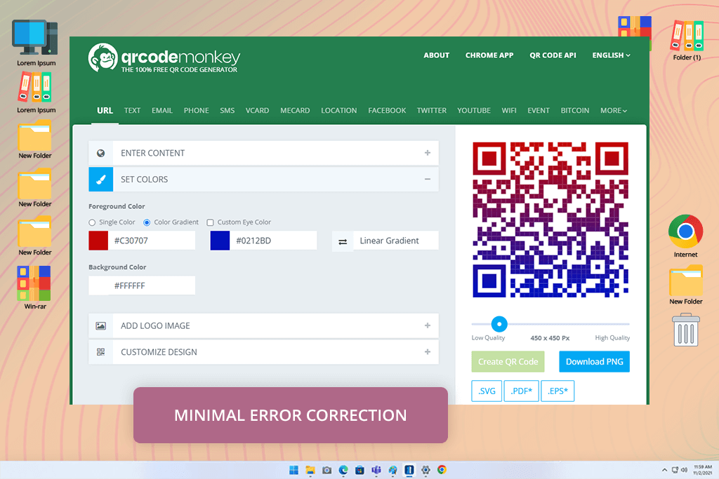 qr code monkey dynamic qr code generator interface