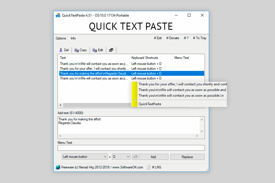 quick text paste