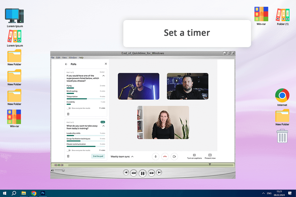 quicktime player screen recorder for google meet interface