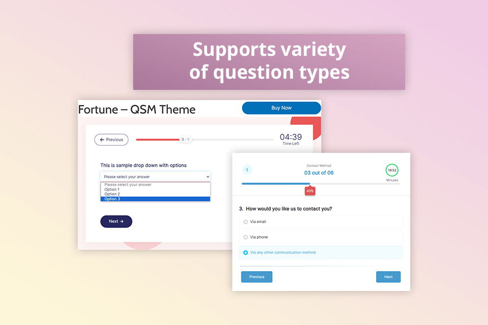 quiz and survey master question type
