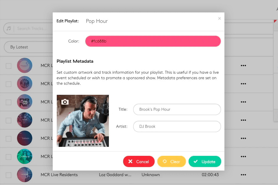 radio co interface playlist planning
