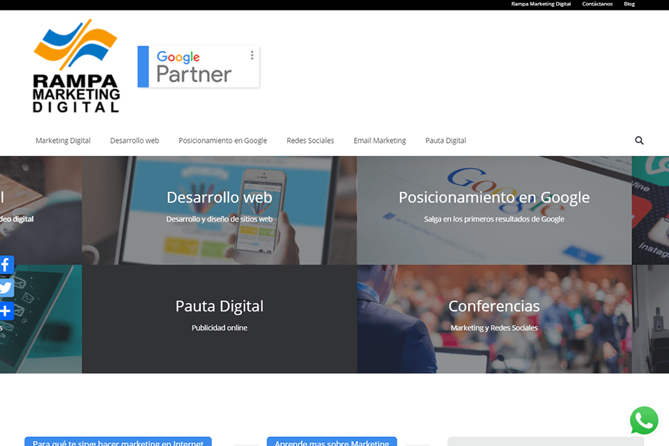 interface de la agencia rampa marketing digital