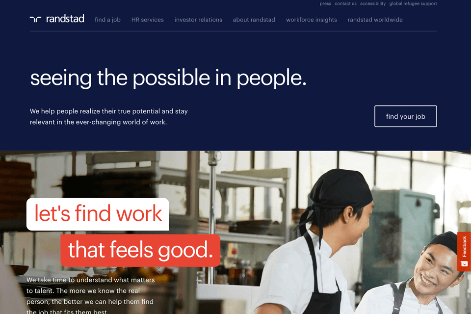randstad recruiting company interface