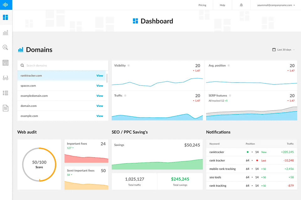ranktracker website backlink checker interface