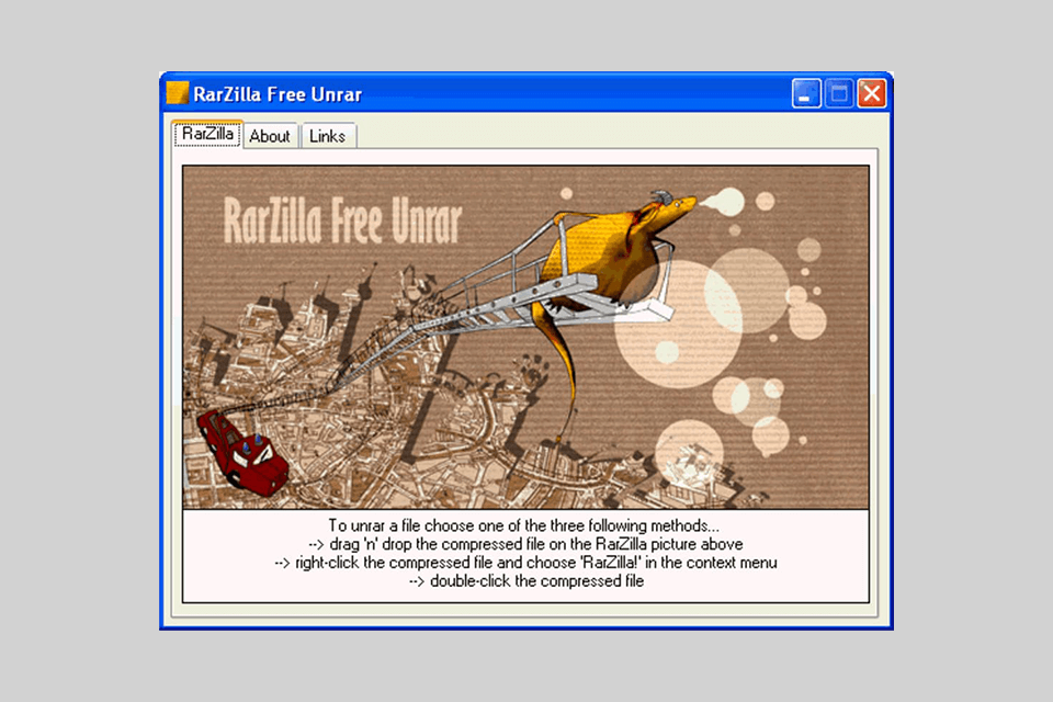 rarzilla free unrar download interface
