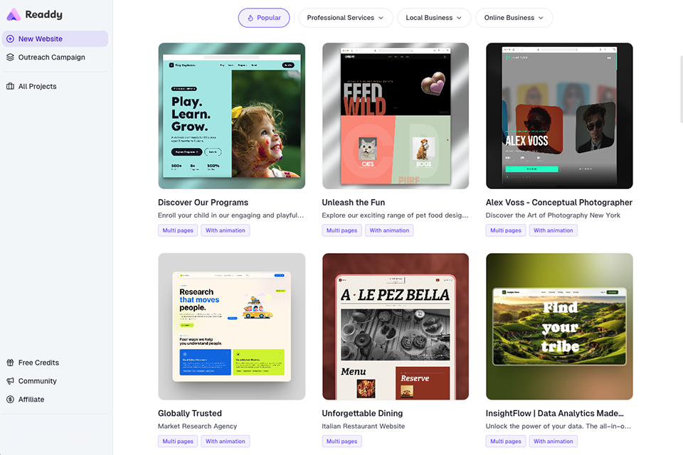 readdy ai adobe portfolio alternative