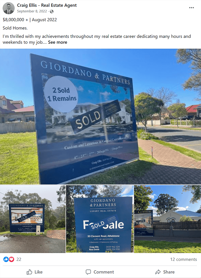 real estate posts for social media with your achievements
