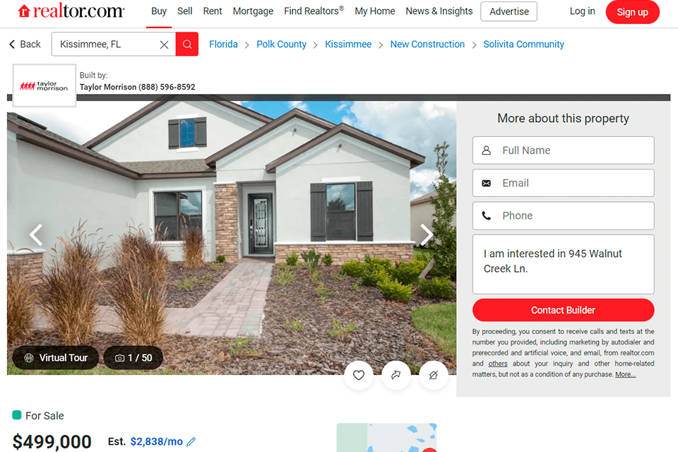 realtor real estate website interface