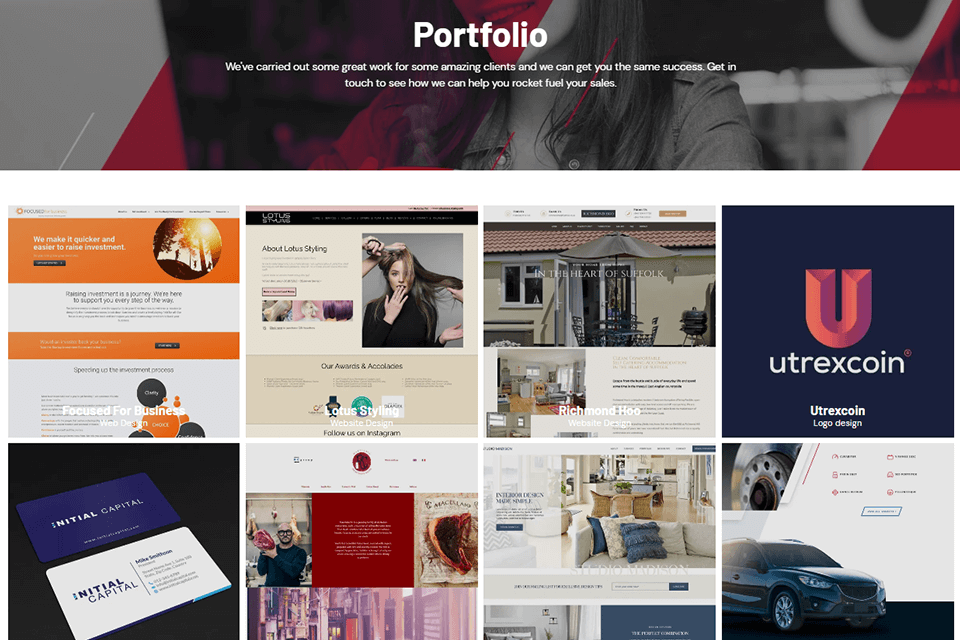 red rocket web design company interface portfolio
