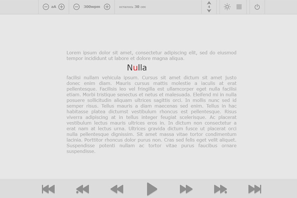 reedy speed reading software interface