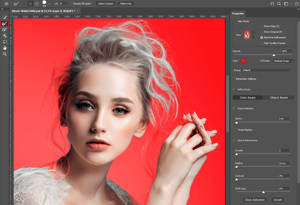 refine brush for perfect photoshop cut out