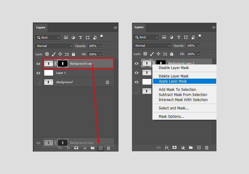 reflection in photoshop duplicate the mask layer