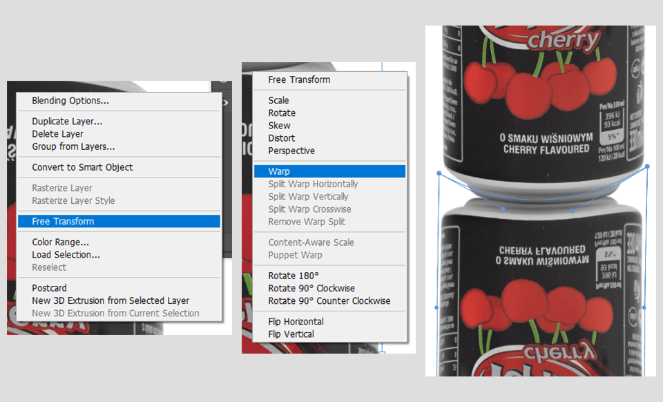 reflection in photoshop warp
