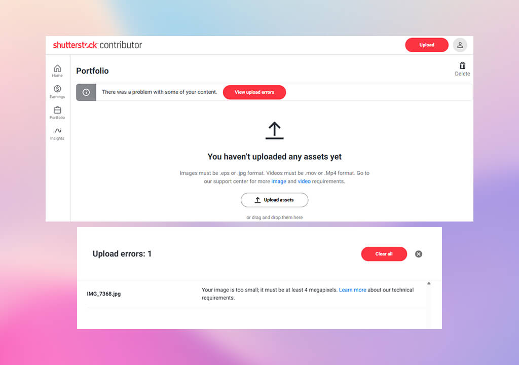 rejections shutter stock contributor