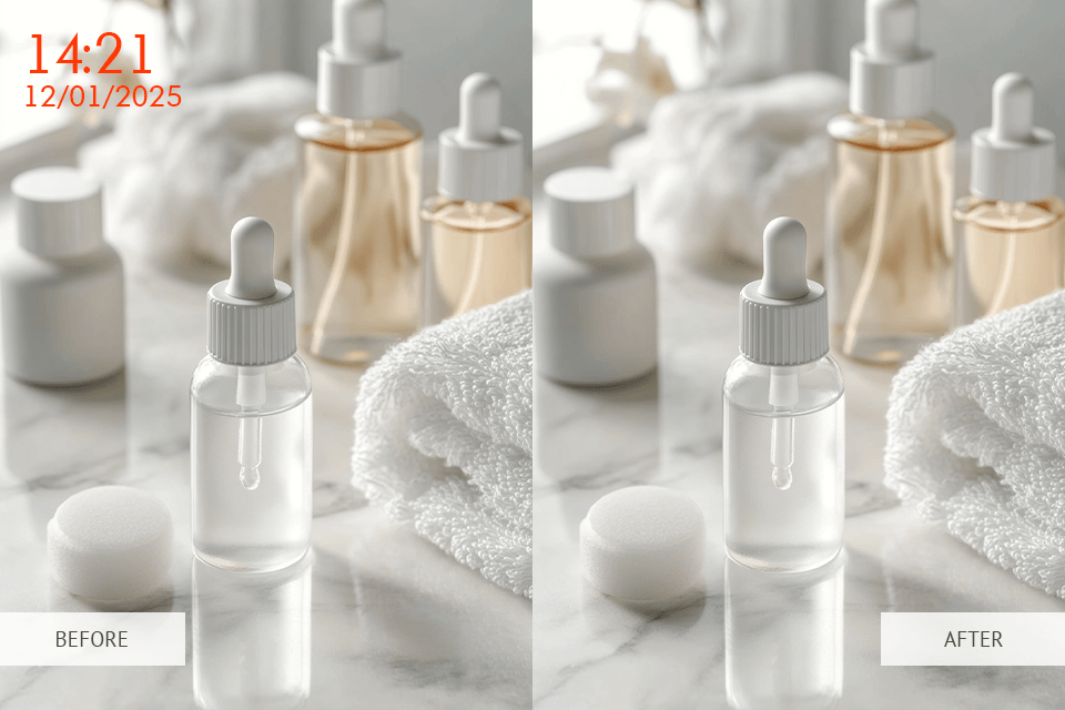 remove date stamp from photo before after comparison