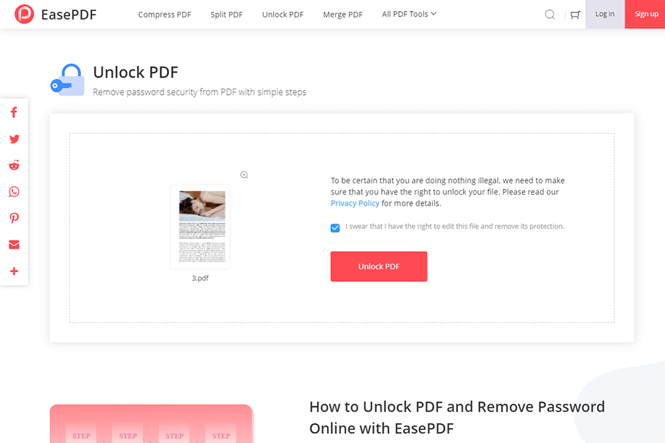 remove password with easepdf online