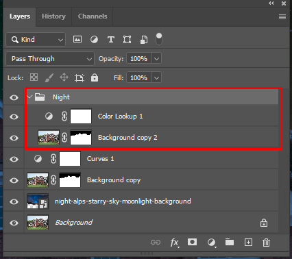 rename a folder to turn day into night in photoshop