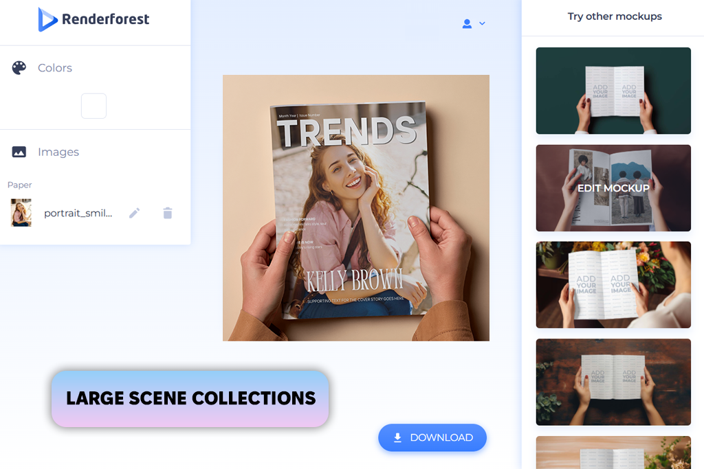 renderforest magazine mockup generator