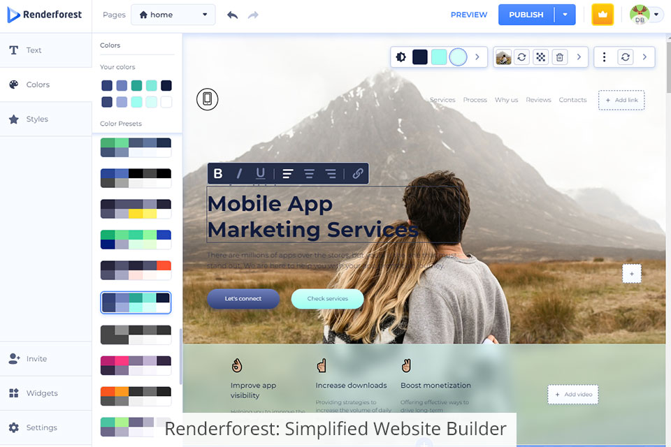 renderforest منشئ مواقع ويب مبسط