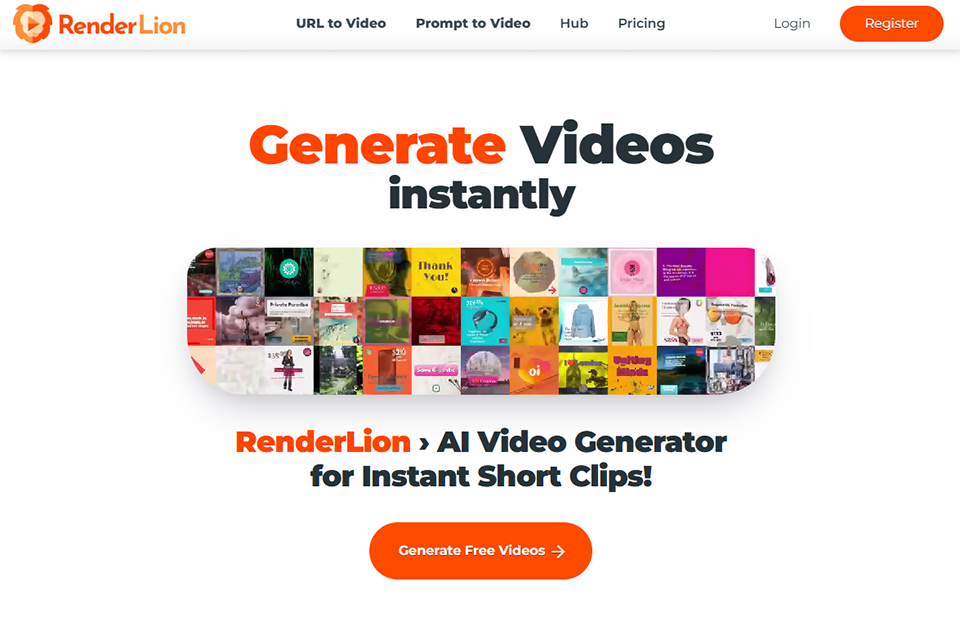 مولد فيديو الذكاء الاصطناعي renderlion