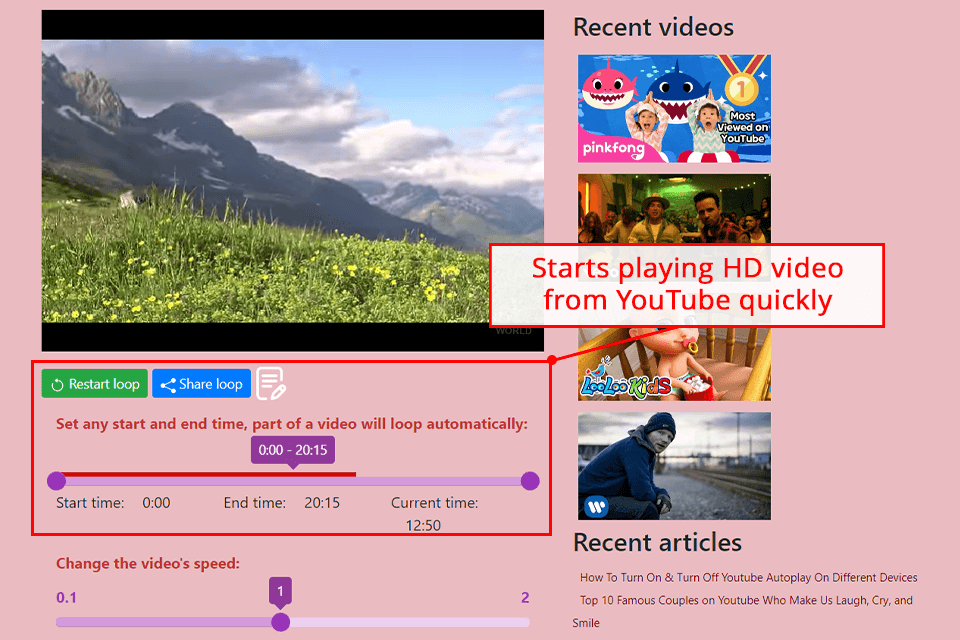 repeattube youtube looper interface