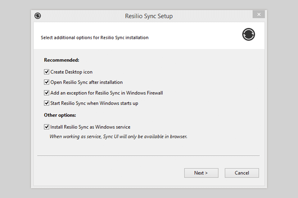 resilio free file sync software interface
