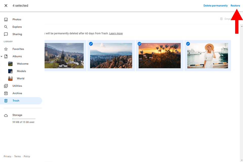 google photos tips recover deleted photos from trash