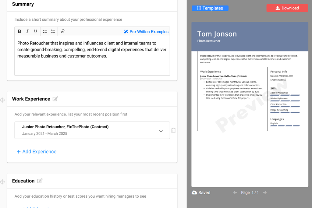 resumaker ai resume builder