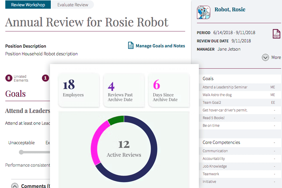 reviewsnap performance management software interface