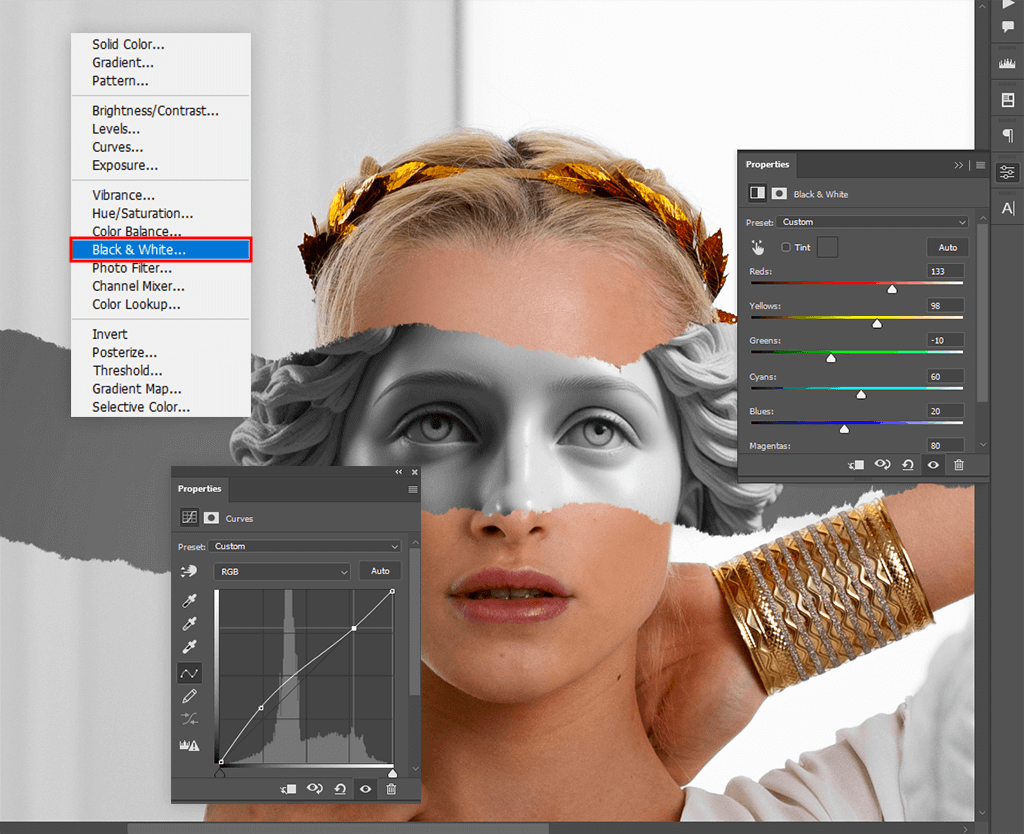 ripped paper effect photoshop adjustment layer