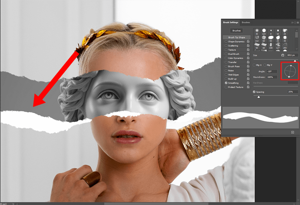 ripped paper effect photoshop color to white