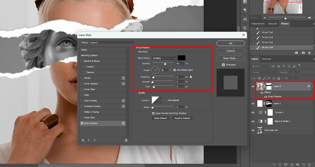 ripped paper effect photoshop drop shadow